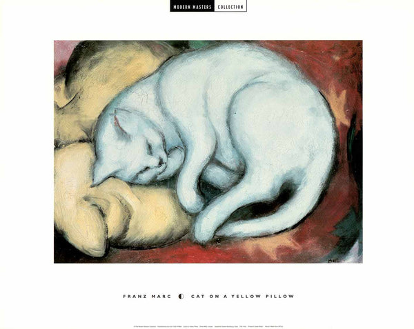 Cat on a Yellow Pillow by Franz Marc - 16 X 20 Inches (Art Print)