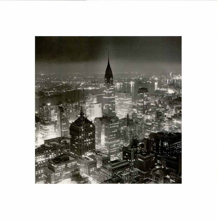 Manhattan At Night - 16 X 16 Inches (Art Print)