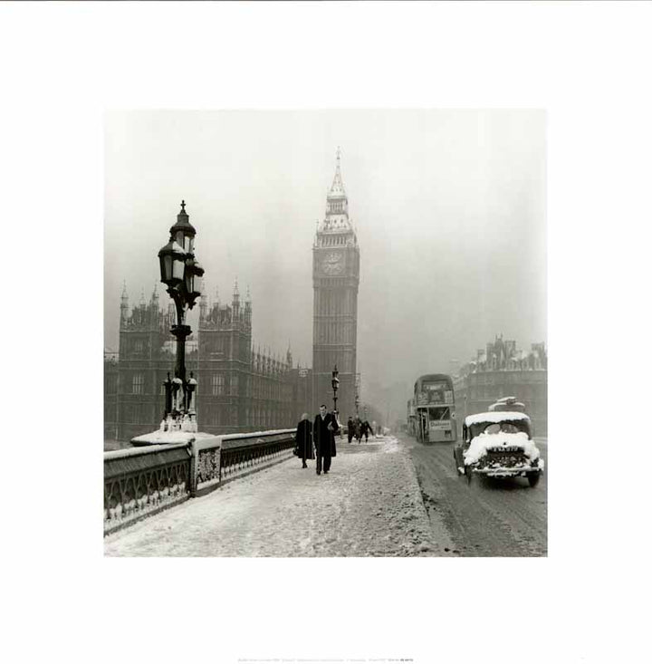 Big Ben Winter London 1955 - 16 X 16 Inches (Art Print)