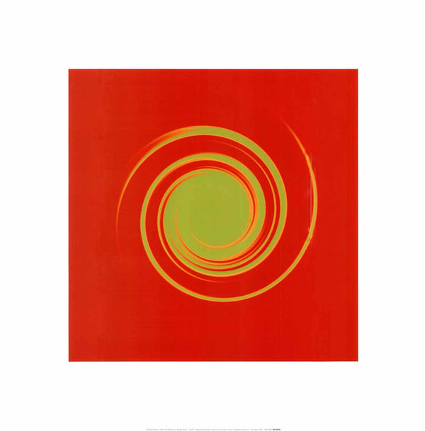 Whirl #6 (Green on Bright Red) by Michael Banks - 16 X 16 Inches (Art Print)