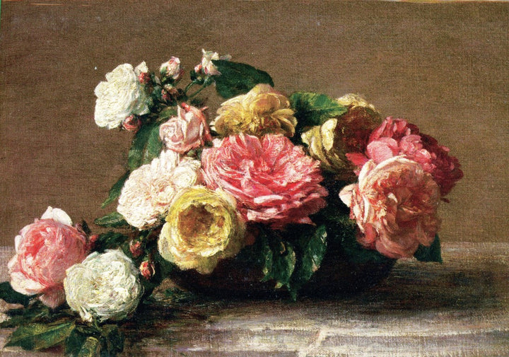Roses in a Bowl, 1882 by Henri Fantin-Latour - 5 X 7 Inches (Greeting Card)