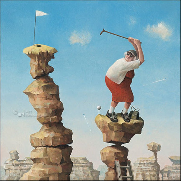 Hit it Granny by Marius van Dokkum - 6 X 6" (Greeting Card)