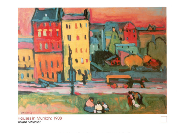 Houses in Munich, 1908 by Wassily Kandinsky - 24 X 32 Inches (Art Print)