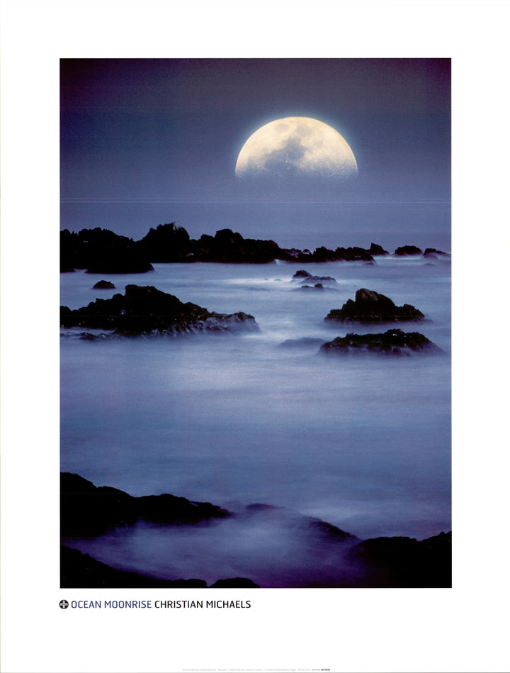 Ocean Moonrise by Christian Michaels - 24 X 32 Inches (Art Print)