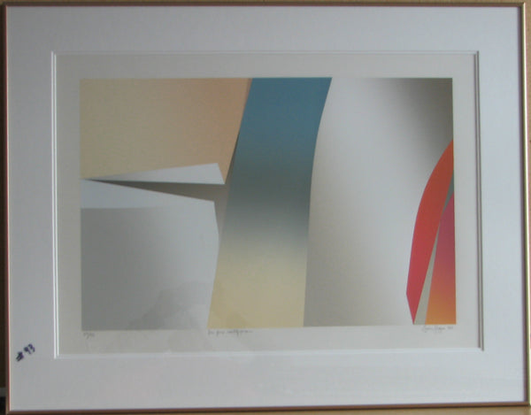 Les Jeux Centrifuges, 1982 by Louis Jaque - 26 X 34 Inches (Gold Metal Frame - Silkscreen Numbered & Signed) 29/75