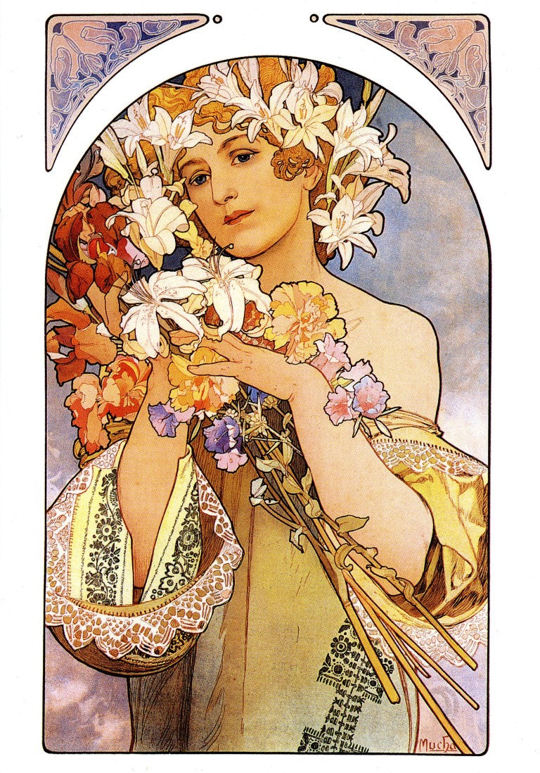 The Flower, 1897 by Alphonse Mucha - 5 X 7 Inches (Greeting Card
