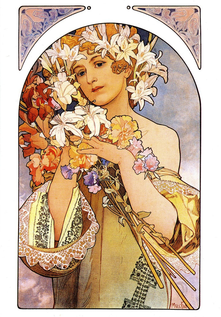 The Flower, 1897 by Alphonse Mucha - 5 X 7 Inches (Greeting Card)
