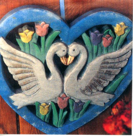 Two Swans by Ruth Beker - 3 X 3 Inches (Greeting Card)