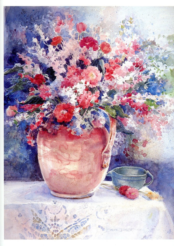 Flower Vase by Dawna Barton - 10 X 12 Inches (Greeting Card)