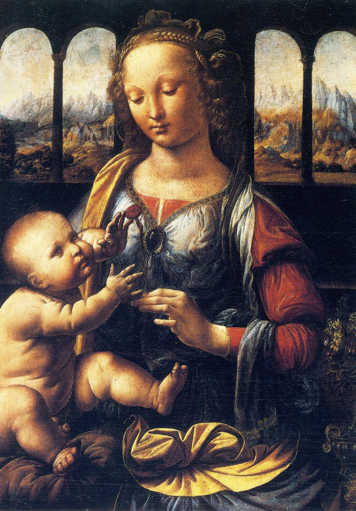 La Madone À L'oeillet, 1473 by Léonard De Vinci - 5 X 7" (Greeting Card)