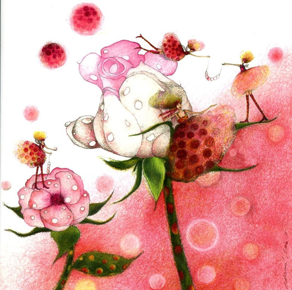 Pink Roses by Mila - 6 X 6 Inches (Note Card)