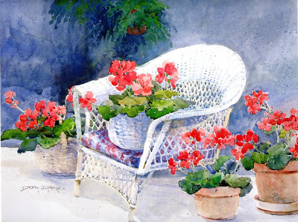 Flowered Chair by Dawna Barton - 10 X 12 Inches (Greeting Card)