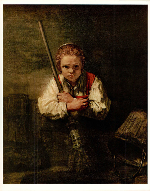 Girl with the Broom, 1651 by Rembrandt Harmensz Van Rijn - 19 X 24 Inches (Offset Lithograph)