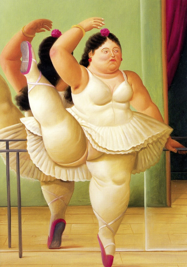 Ballerina To The Handrail, 2001 by Fernando Botero - 5 X 7 Inches (Greeting Card)