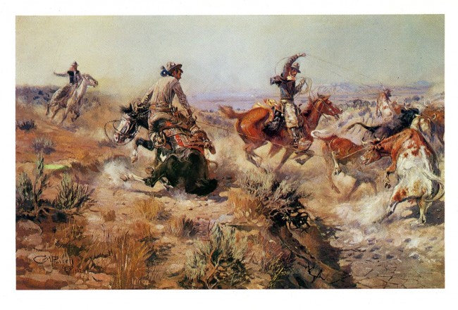 Jerked Down by Charles M. Russell - 5 X 7 Inches (Western Note Card ...