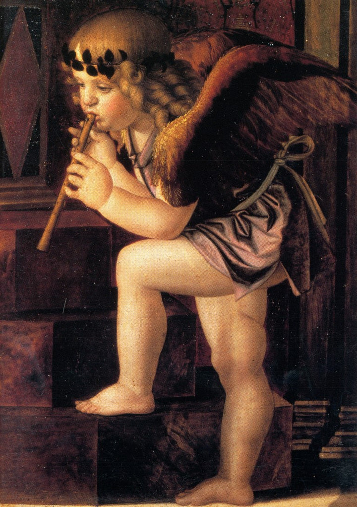 Ange Musicien. Détail De La Vierge Trônant Avec L'Enfant, 1488 by Giovanni Bellini - 5 X 7" (Greeting Card)