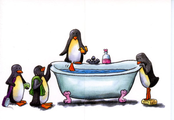 Party in the Bathtub by Sophie Turrel - 4 X 6 Inches (Greeting Card)