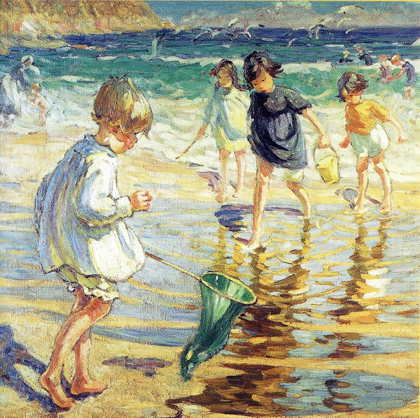 Playing by the Sea by Dorothea Sharp - 6 X 6 Inches (Note Card)