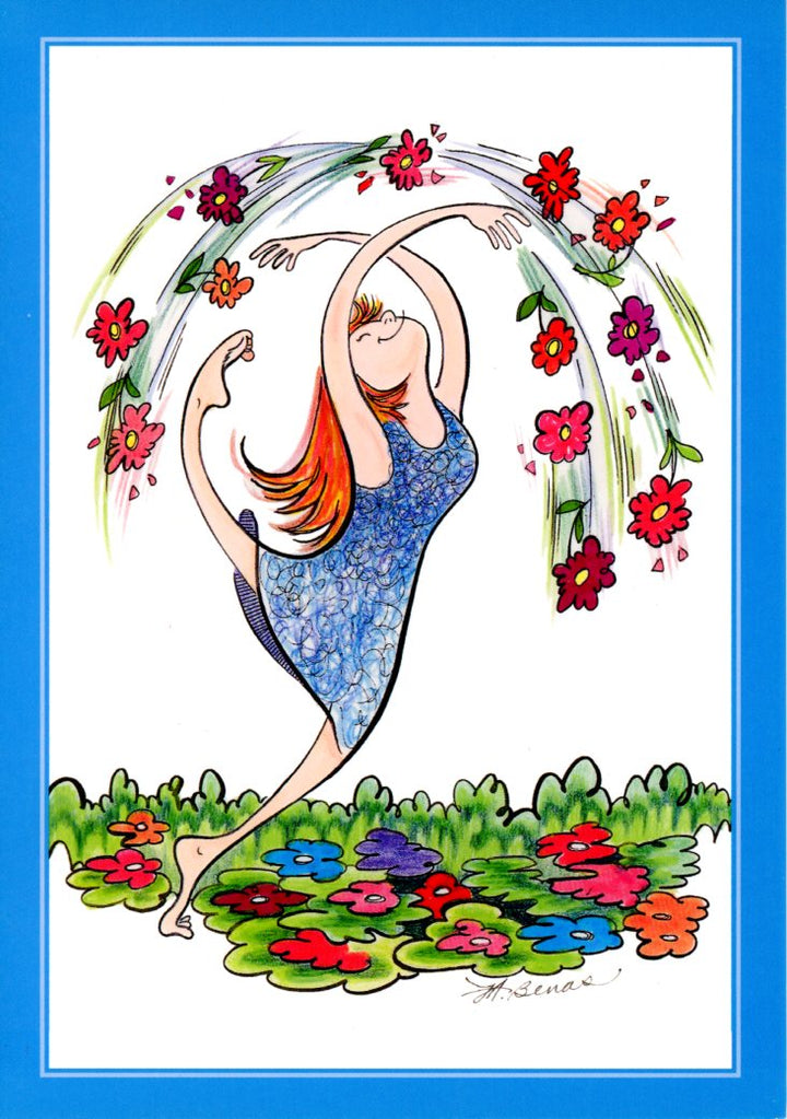 Message Inside: Floral Dance by Jeanne A. Benas - 5 X 7 Inches (Greeting Card)