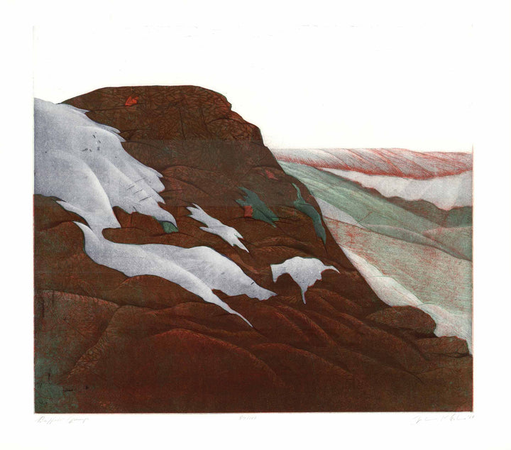Buffalo Jump, 1980 by John K. Esler - 28 X 31 Inches (Etching Titled, Numbered & Signed) 87/100