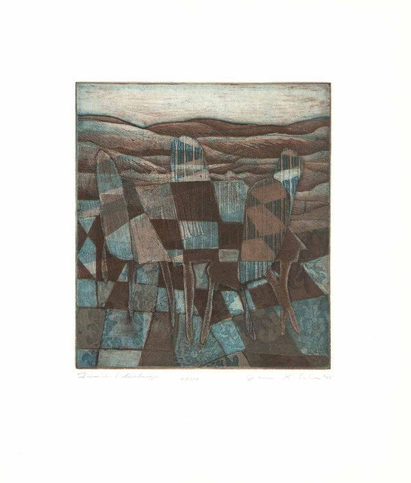 Furnished Landscape, 1975 by John K. Esler - 15 X 17 Inches (Etching Titled, Numbered & Signed) 44/50