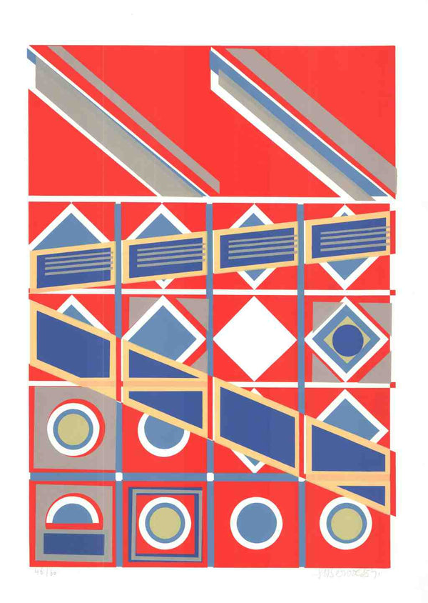 Composition #6, 1971 by Henrickus (Henk) Bervoets - 33 X 30 Inches (Lithography Numbered & Signed) 10/60