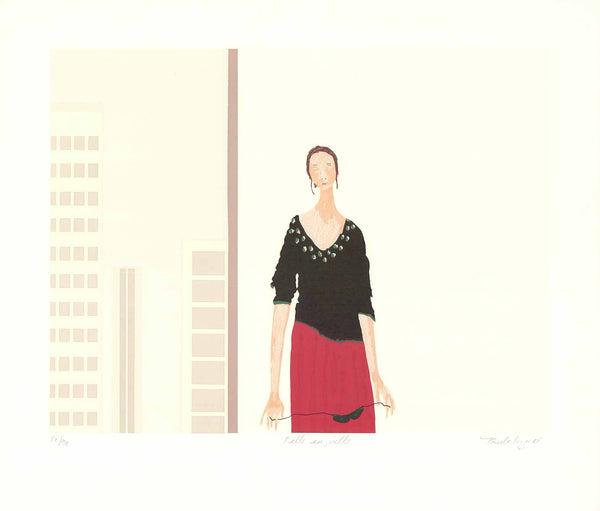 Girl In Town by Paule Lagace - 19 X 22 Inches (Lithograph Titled, Numbered and Signed) 80/90