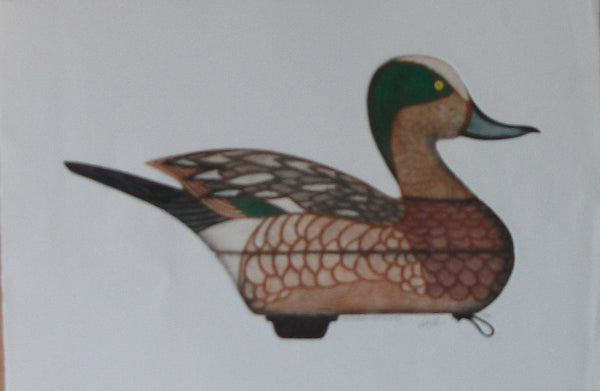 Wigeon Drake Decoy, York River, 1965 by Arthur Nevin - 15 X 22 Inches (Original Etching Numbered & Signed) 83/150
