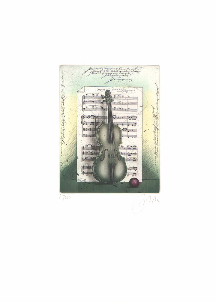 Violon by Udo Nolte - 14 X 20 Inches (Etching Titled, Numbered & Signed) 84/200