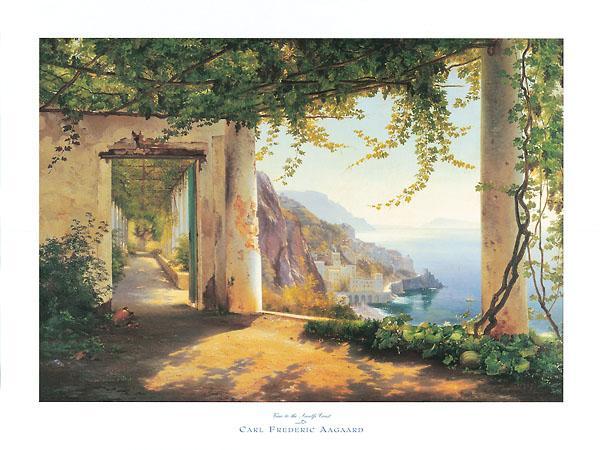 View to the Amalfi Coast by Carl Frederic Aagaard - 24 X 32 Inches (Art Print)