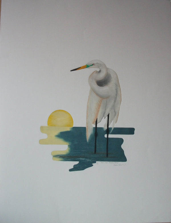 Great Egret by Laura Nevin - 22 X 29 Inches (Original Etching Numbered & Signed) 71/100