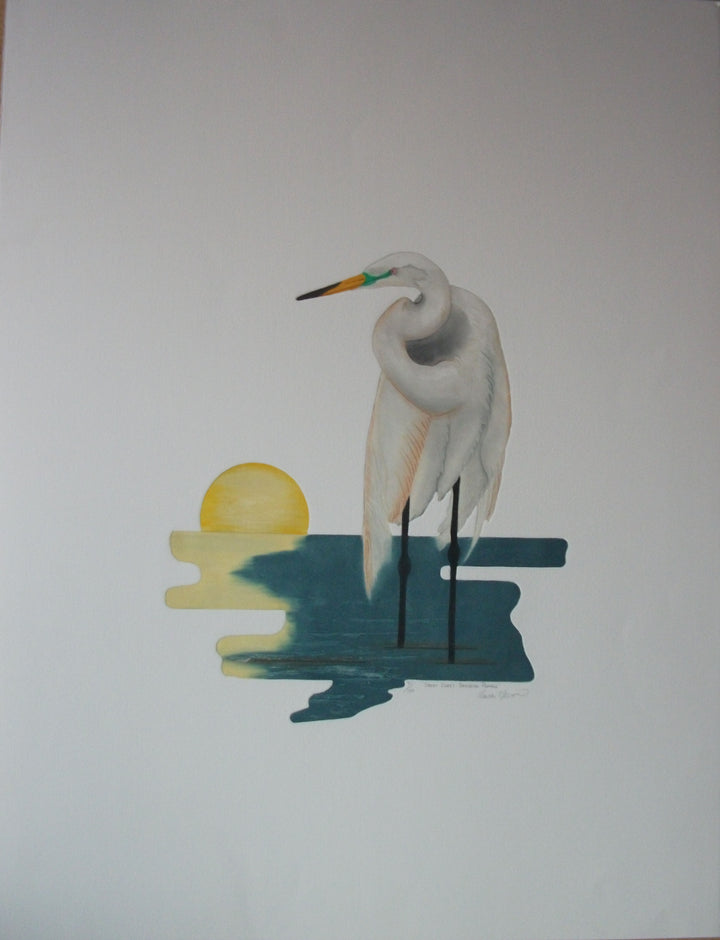 Great Egret by Laura Nevin - 22 X 29 Inches (Original Etching Numbered & Signed) 71/100