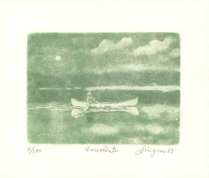 Canoeiste, 1983 by Gilles E. Gingras - 8 X 10 Inches (Etching Numbered & Signed) 2/100