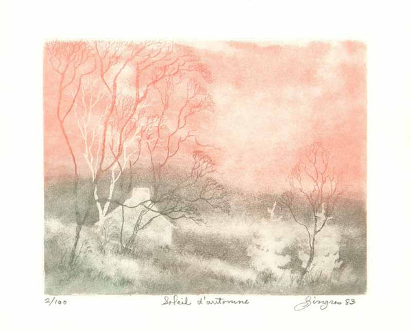 Soleil d Automne, 1983 by Gilles E. Gingras - 11 X 13 Inches (Etching Numbered & Signed) 2/100