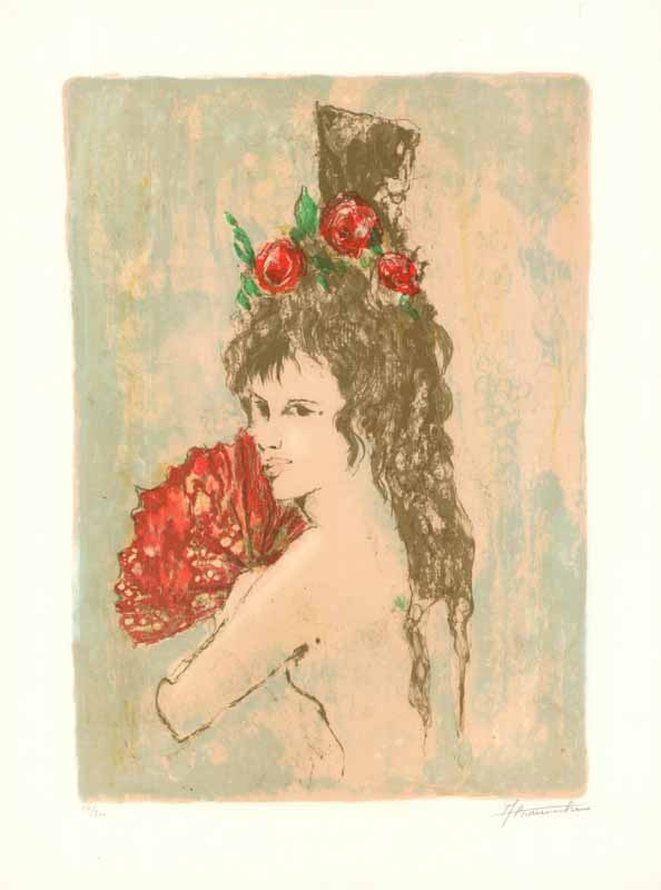 L'Espagnole by Andre Braunecker - 20 X 26 Inches (Lithography Numbered & Signed) 16/200