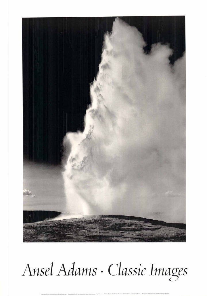 Old Faithful Geyser, Yellowstone National Park, Wyoming, 1942 by Ansel Adams - 26 X 36 Inches (Offset Lithograph)