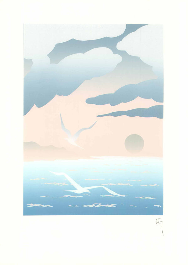 Seagull Waterscape I by Key - 14 X 19 Inches (Offset Signed Lithograph Fine Art Print)