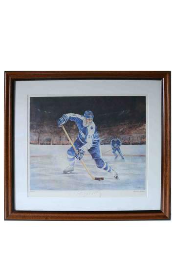Toronto Maple Leafs by Mervyn Scoble - 25 X 28 Inches (Framed Lithograph Numbered & Signed by Borje Salming) 26/500