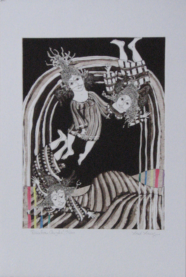 Rainbow Angels by Yone Young - 15 X 23 Inches (Etching Titled, Numbered & Signed) 14/100