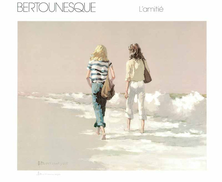 L Amitie by Andre Bertounesque - 20 X 22 Inches (Lithograph & Signed)