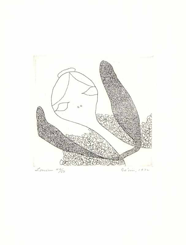 Louise, 1972 by Gérard Sindon, dit Sindon-Gécin - 10 X 13 Inches (Etching Titled, Numbered & Signed) 49/50