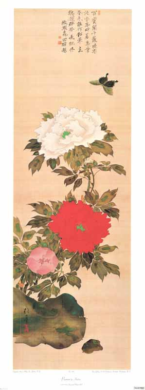Peonies by Hoitsu - 14 X 35 Inches (Art Print)