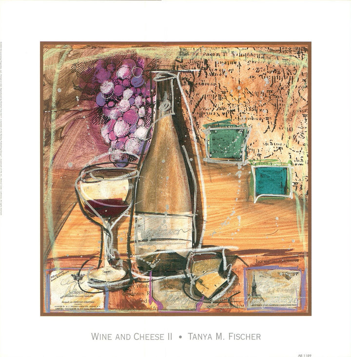 Wine and cheese II by Tanya M. Fischer - 13 X 13 Inches (Art Print)