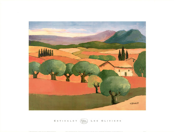 Les Oliviers by Elisabeth Estivalet - 18 X 24 Inches (Offset Lithograph)