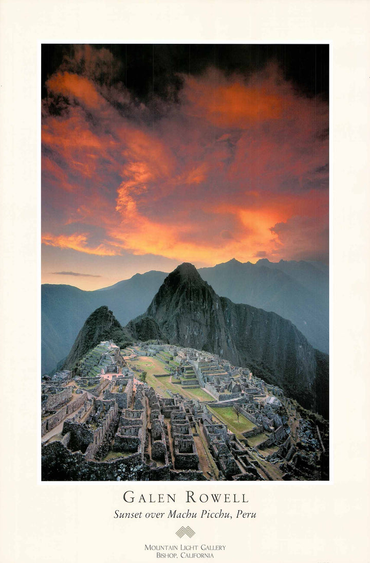 Sunset Over Machu Picchu, Peru by Galen Rowell - 24 X 36 Inches (Art Print)