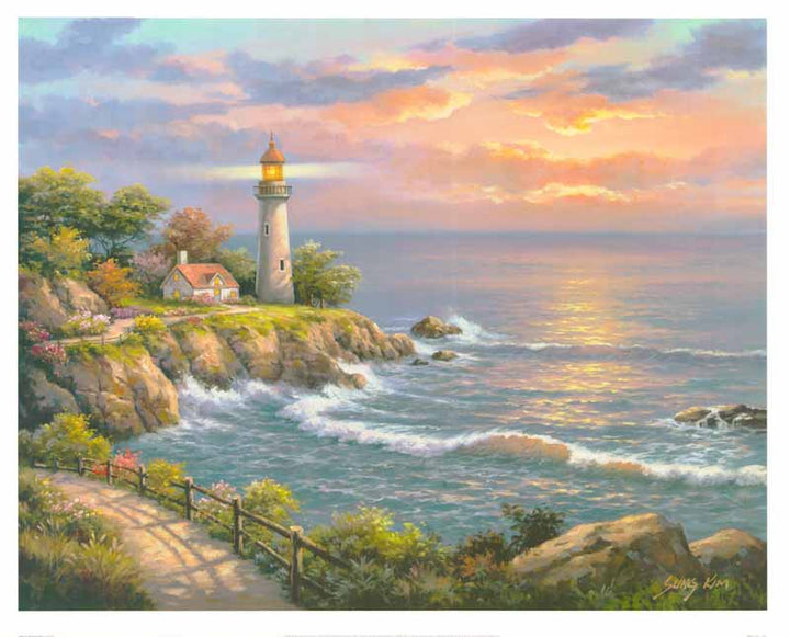 Sunset at Lighthouse Point by Sung Kim - 24 X 30 Inches (Art Print)