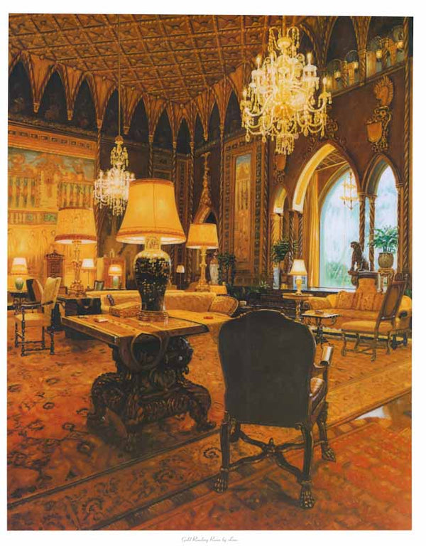 Gold Reading Room by Lone - 24 X 30 Inches (Art Print)