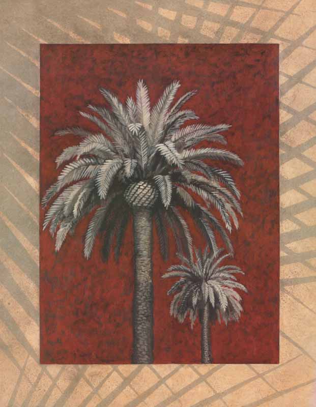 Palm Study On Red by Adam Guan - 22 X 28 Inches (Art Print)