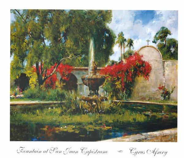 Fountain at San Juan Capistrano by Cyrus Afsary - 27 X 32 Inches (Art Print)