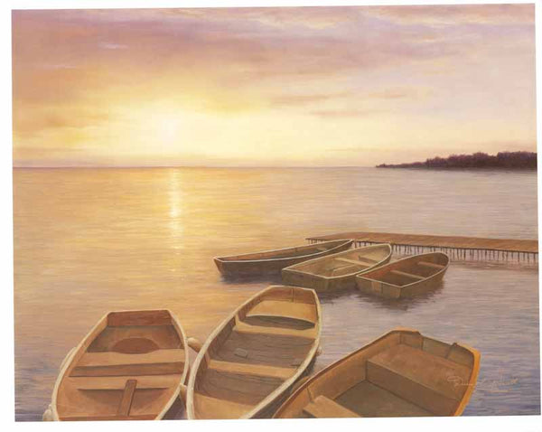 Boats at Dock by Diane Romanello - 24 X 30 Inches (Art Print)